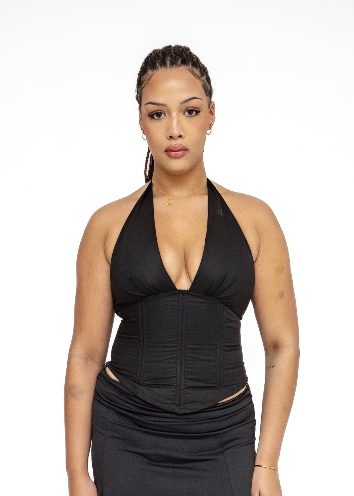 halter top with lace-up back, made in Melbourne