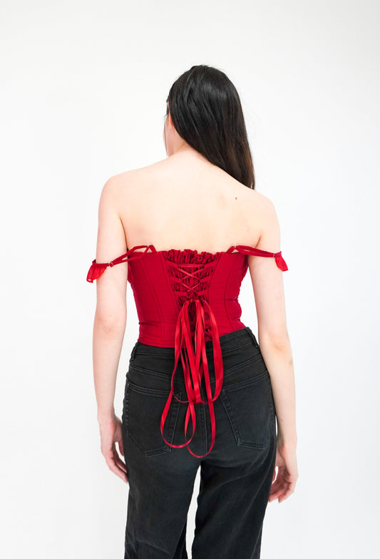 Lacey top - White | Black | Red