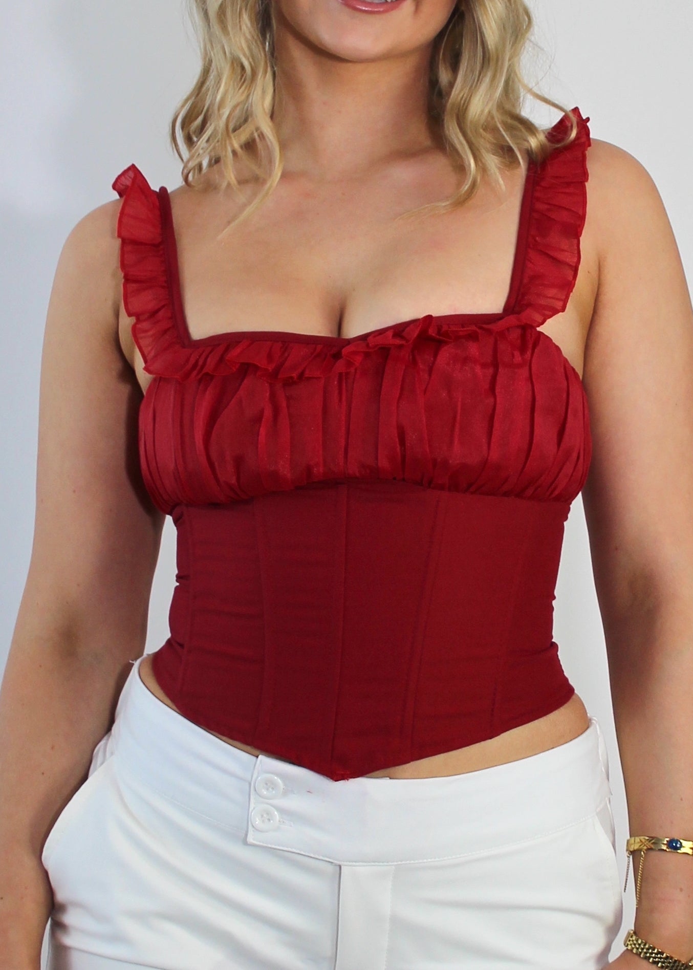 Lacey top White | Black | Red