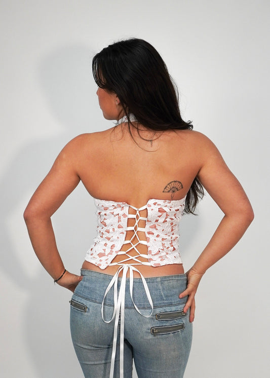 Luna Midi Top - White Lace