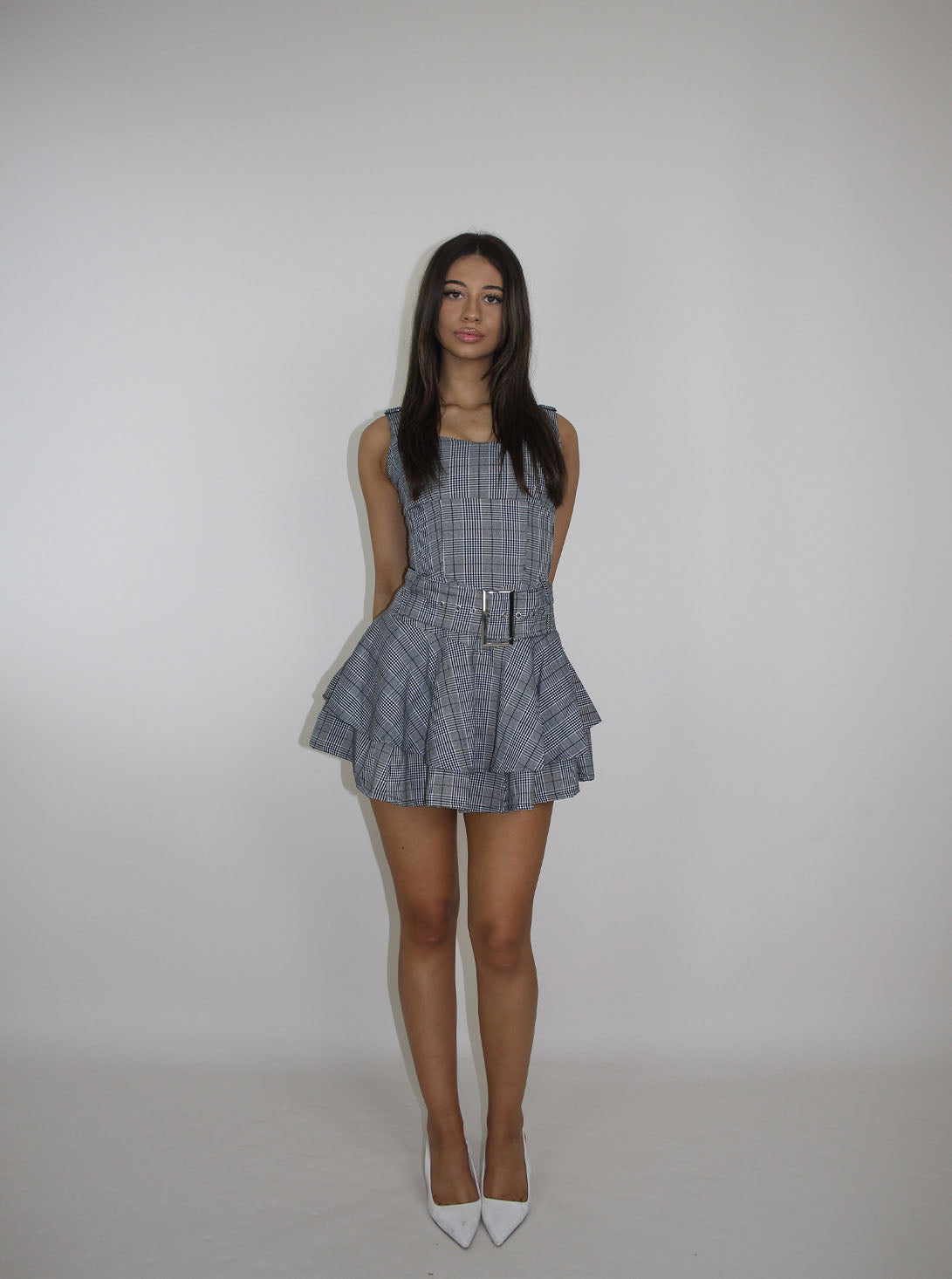 Corset Tia mini dress - Plaid Grey