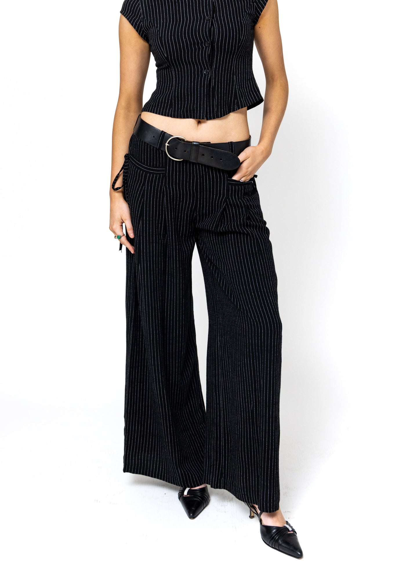 Chloe Pants - Black Pinstripe
