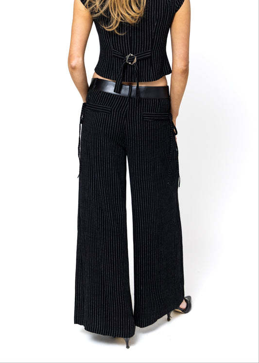 Chloe Pants - Black Pinstripe