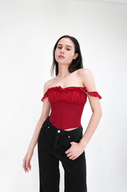 Lacey top - White | Black | Red