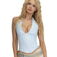 corset halter top, cotton, stripes, blue and white, adjustable back, flexible sizing