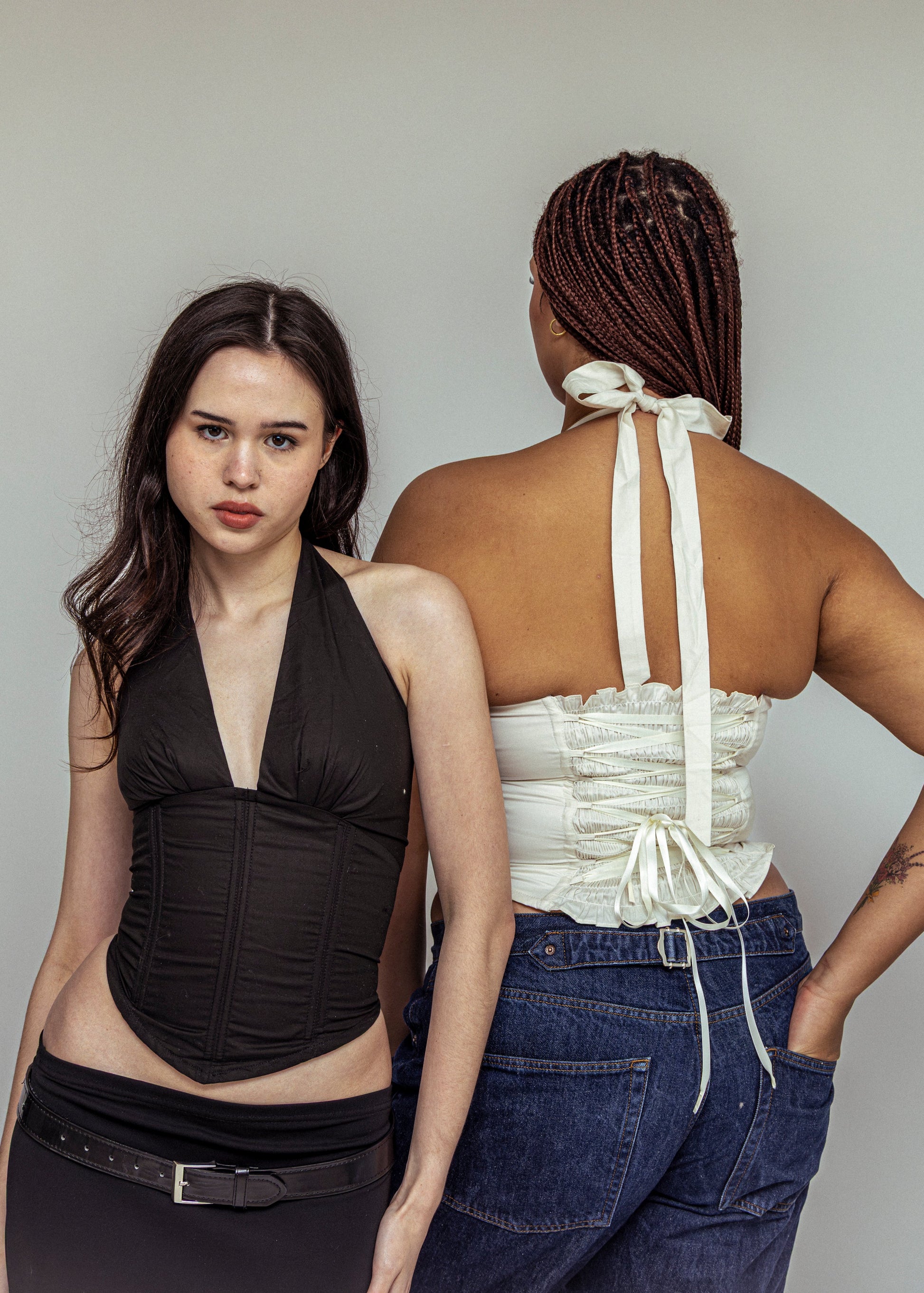 halter top with lace-up back, made in Melbourne