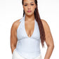 corset halter top, cotton, stripes, blue and white, adjustable back, flexible sizing, melbourne