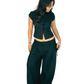 Wide leg Pants Black Linen