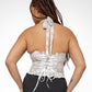 halter top with lace-up back, made in Melbourne