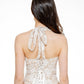 corset halter top, lace, black and white, adjustable back, flexible sizing