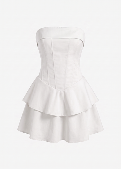 strapless mini rara dress - White