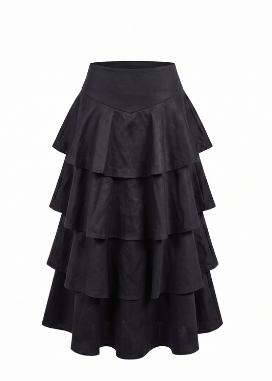 Layered Maxi Skirt Black