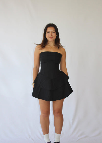 strapless mini rara dress - Black