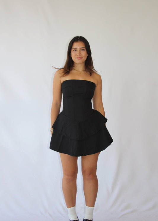 strapless mini rara dress - Black