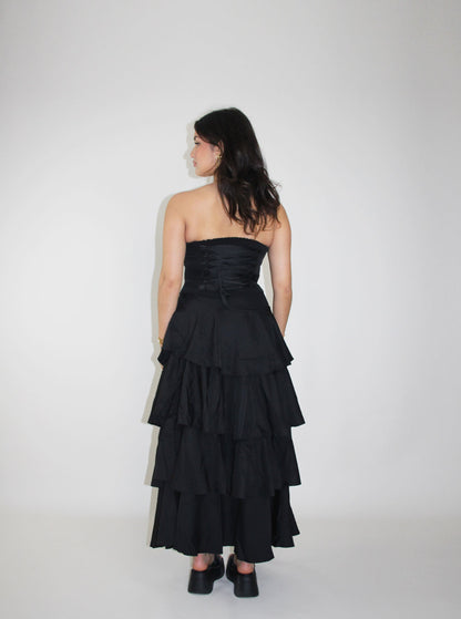 Layered Maxi Skirt Black