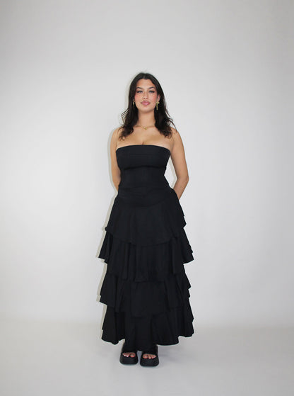 Layered Maxi Skirt Black