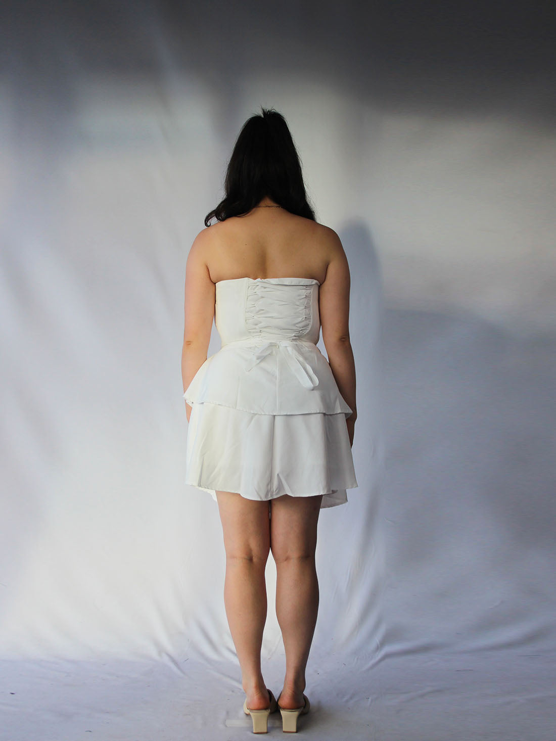 strapless mini rara dress - White