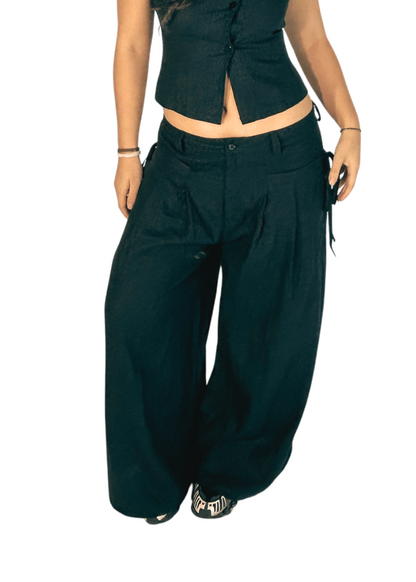Chloe Pants - Black Linen